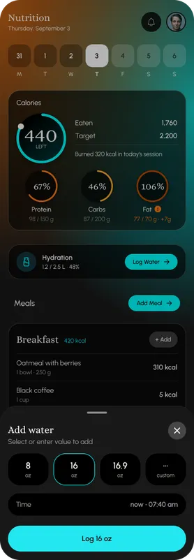 Adding 16 oz of water in one tap