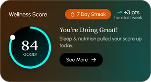 Wellness score of 84 on a seven-day streak